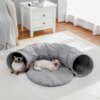 Tunnel Pliable Gris pour Chat – Niche Longue Écologique