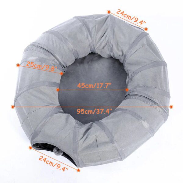 Tunnel Pliable Gris Chat – Niche Longue Écologique
