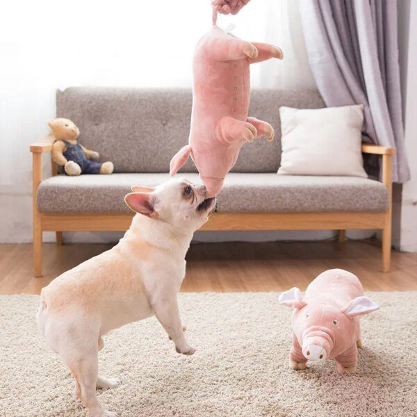 Peluche Cochon Résistante – Jouet à Mâcher & Doudou Apaisant pour Chien