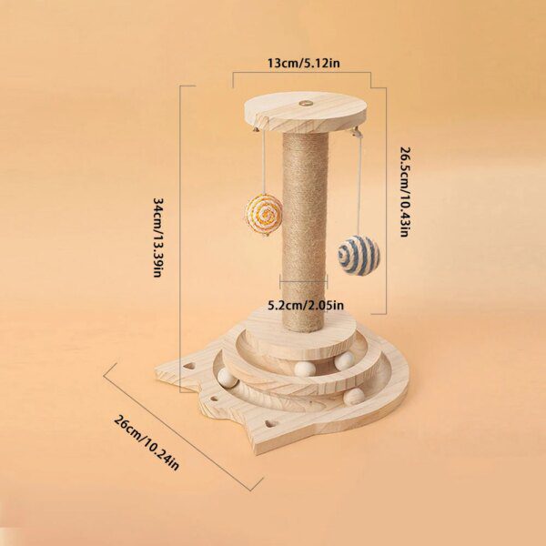 Jouet interactif en bois pour chat – Plateau tournant