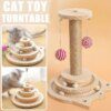 Jouet interactif en bois pour chat – Plateau tournant