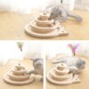 Jouet interactif en bois pour chat – Plateau tournant