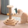 Jouet interactif en bois pour chat – Plateau tournant