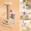 Jouet interactif en bois pour chat – Plateau tournant
