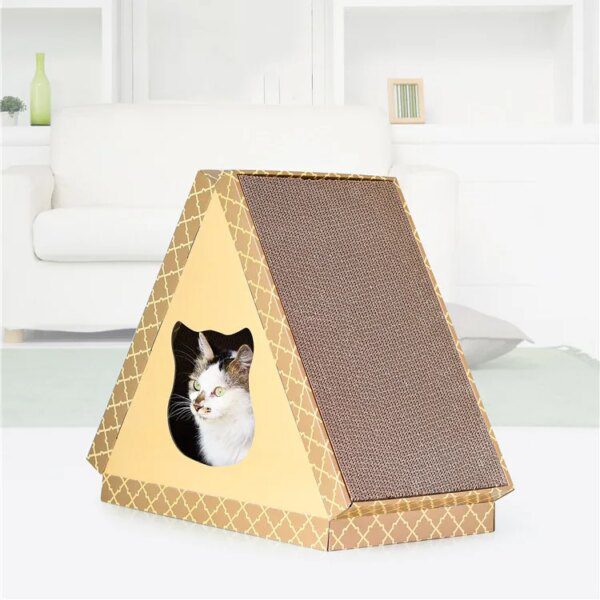 griffoir chat Maison triangulaire pour chat, planche à gratter, jouet à griffes, litière triangulaire