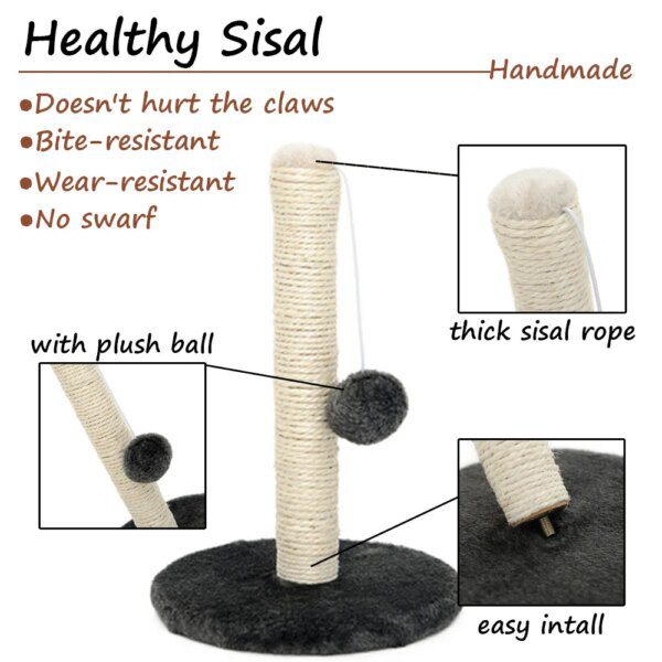 Poste à gratter en sisal avec balle – Tour d’instinct