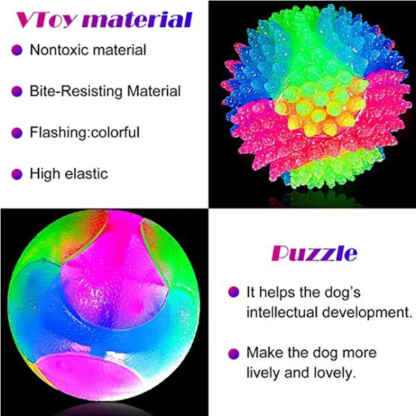 Balle LED Élastique Clignotante pour Chien – Jeu Interactif Lumineux