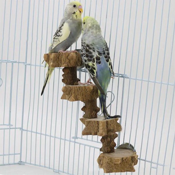 Échelle d’Escalade en Bois Naturel pour Perroquet & Petits Animaux – Escalier