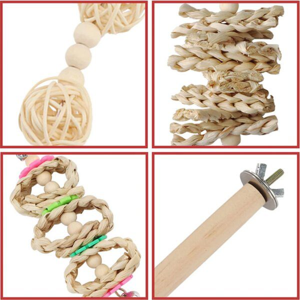 Jouets en Bois Naturel pour Perroquet – Pack 13 Pièces à Mâcher