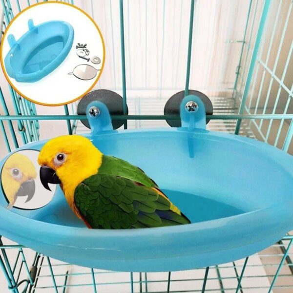 Mini Baignoire de Cage pour Perroquet – Bassin de Bain avec Miroir
