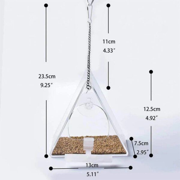 Mangeoire Triangulaire Transparente pour Oiseaux – Récipient Étanche