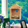 Mangeoire Maison en Bois pour Oiseaux – Distributeur Alimentaire à Ventouses