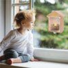 Mangeoire Maison en Bois pour Oiseaux – Distributeur Alimentaire à Ventouses