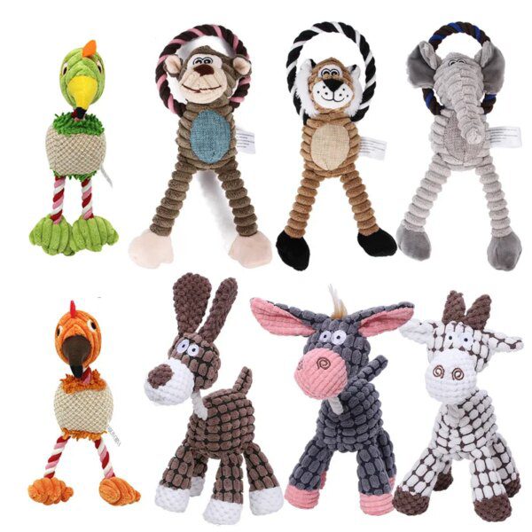 Peluche animale à mâcher couinante pour chien – Jouet interactif d’apprentissage