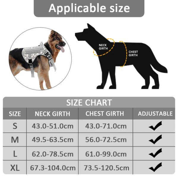 Harnais Chien Tactique Militaire de Luxe – Contrôle, Stabilité & Entraînement