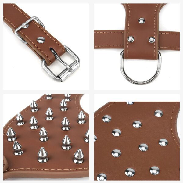 Harnais Chien en Cuir PU Clouté Style Punk pour Chiens Moyens & Grands