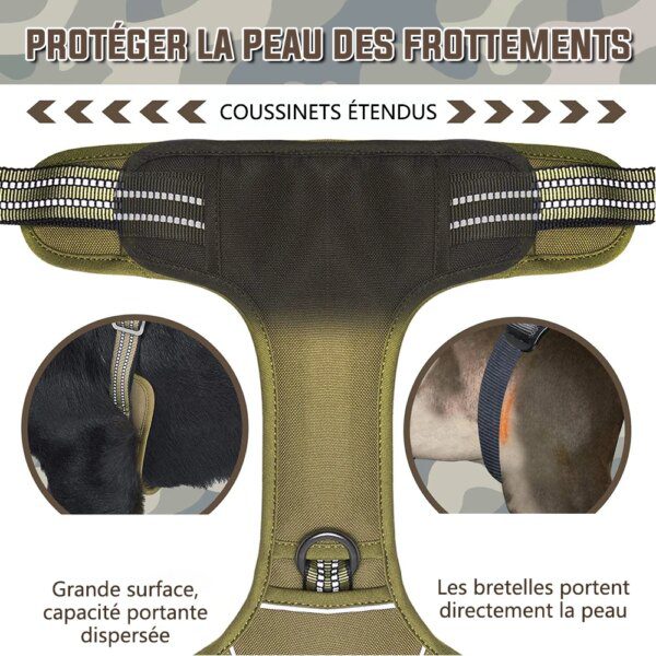 Harnais Chien Tactique K9 Réfléchissant Anti-Traction + Laisse