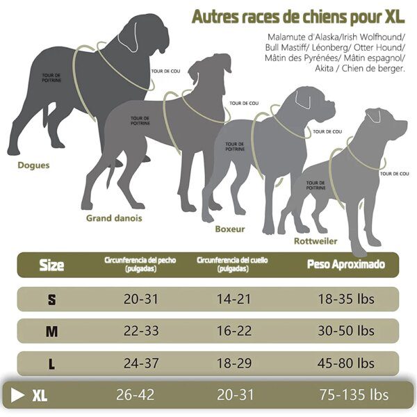 Harnais Chien Tactique K9 Réfléchissant Anti-Traction + Laisse