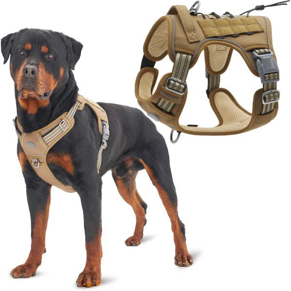 Harnais Chien Tactique K9 Réfléchissant Anti-Traction + Laisse