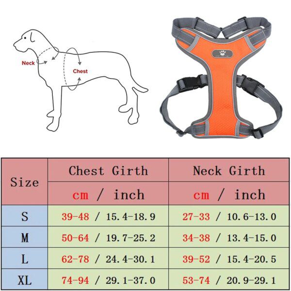 Harnais Gilet Respirant Réglable pour Chiens Moyens & Grands – Sécurité