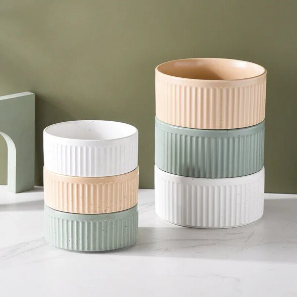 Gamelle Chien & Chat en Céramique avec Support en Bois – Large Bouche