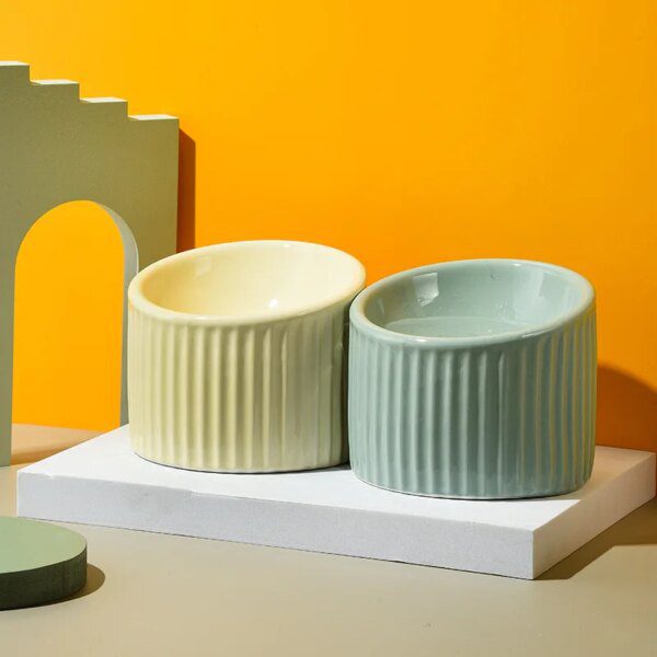 76499-3ff833.jpg Bol surélevé en céramique rayée pour chat & petits chiens