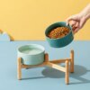 Gamelle Chien Double en Céramique Surélevée avec Support en Bois – Posture Naturelle