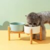 Gamelle Chien Double en Céramique Surélevée avec Support en Bois – Posture Naturelle