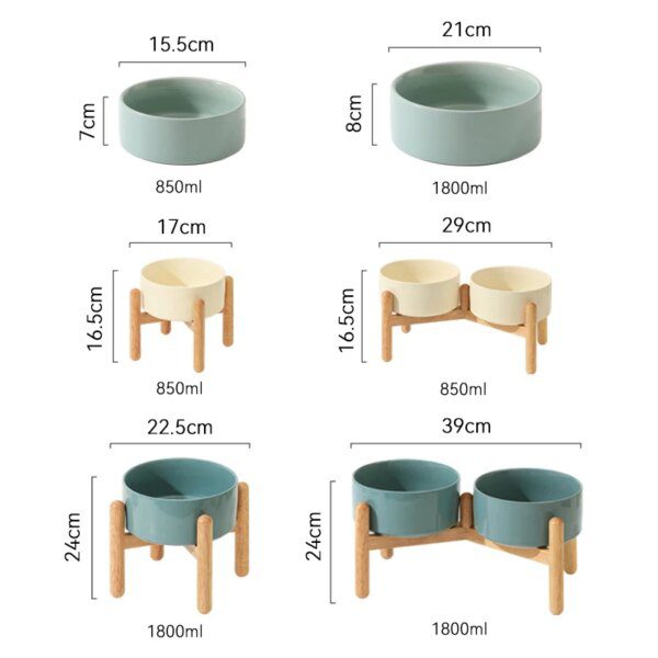 Gamelle Chien Double en Céramique Surélevée avec Support en Bois – Posture Naturelle