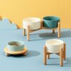 Gamelle Chien Double en Céramique Surélevée avec Support en Bois – Posture Naturelle
