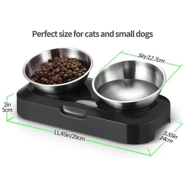 Gamelle Chat & Chien Double Bol Inox Surélevé - incliné à 15 °