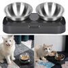 Gamelle Chat & Chien Double Bol Inox Surélevé - incliné à 15 °