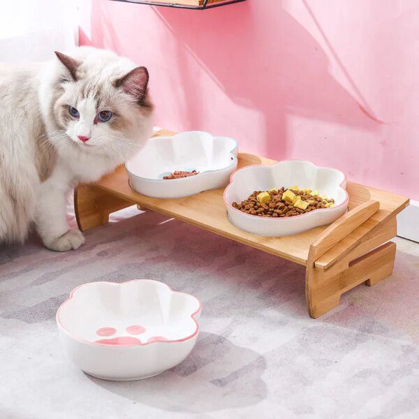 Gamelle Chat & Chien Double Bol en Bambou