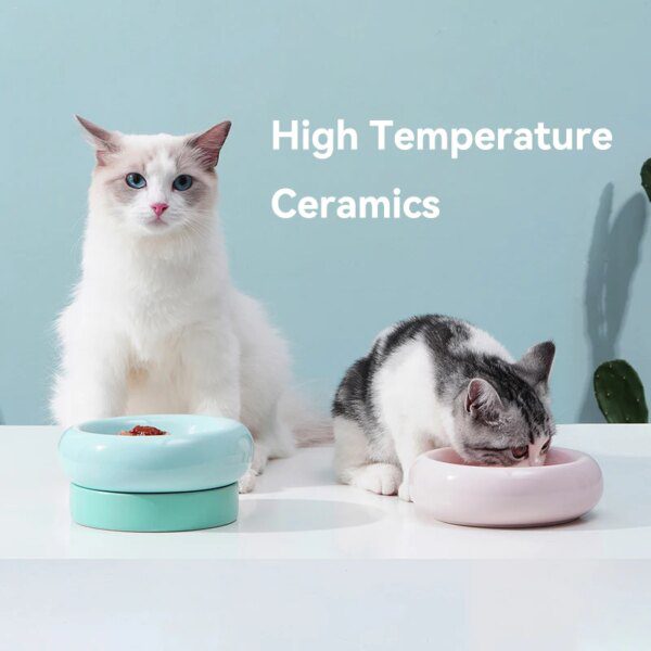 Gamelle Chat Double Bol en Céramique 2-en-1 – Couleur Bonbon
