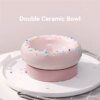 Gamelle Chat Double Bol en Céramique 2-en-1 – Couleur Bonbon
