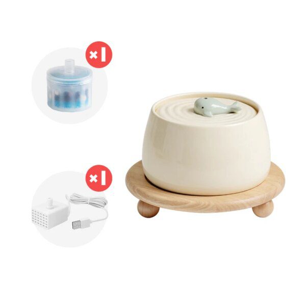 Fontaine eau céramique abreuvoir USB chat 1,3 L