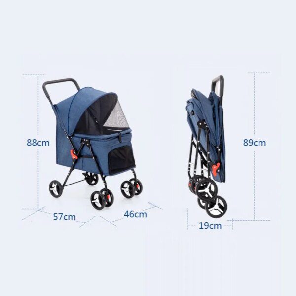 Poussette Pliable & Détachable pour Chien et Chat – Mobilité Douce