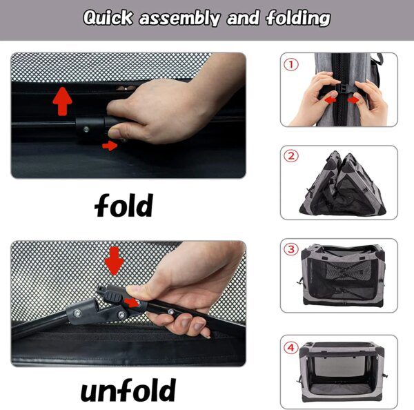 Cage Pliable de Transport Sécurisée pour Chien & Chat