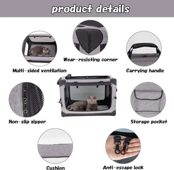 Cage Pliable de Transport Sécurisée pour Chien & Chat