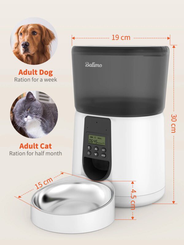 Distributeur automatique de croquettes Balimo 4 L – 4 repas/jour