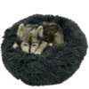 Coussin chien rond en longue peluche – Le lit cocon ultra-doux