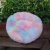 Coussin chien rond en longue peluche – Le lit cocon ultra-doux