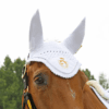 protege oreille de cheval bleu marine de haute qualité, broderie de couleur blanche