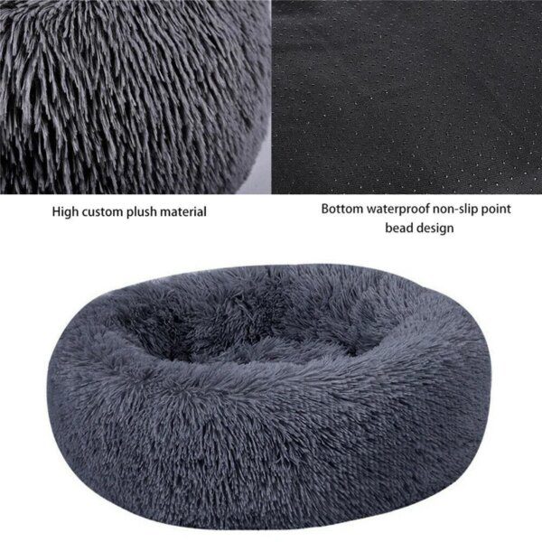 Coussin chien XXL rond apaisant en peluche – Le lit cocon qui calme