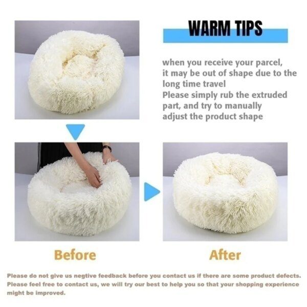 Coussin chien XXL rond apaisant en peluche – Le lit cocon qui calme