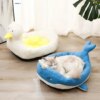 Panier Chien & Chat Apaisant – Lit Cocoon Super Doux Forme Baleine