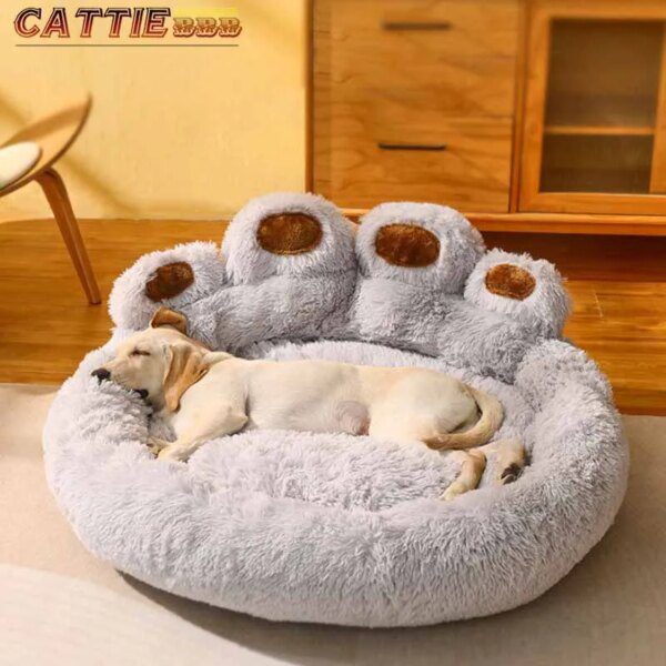 82054-7487aa.jpg Panier-lit rond en peluche pour chien et chat – Patte d’ours XXL