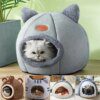 Lit d’hiver chaud pour chat – Grotte cocoon amovible