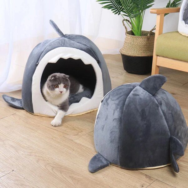 Lit d’hiver chaud pour chat – Grotte cocoon amovible