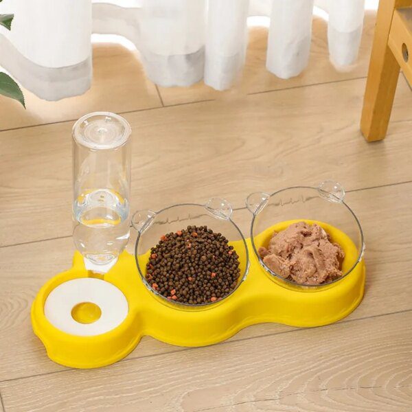 Gamelle Chat & Chien Double Bol avec Distributeur d’Eau Automatique